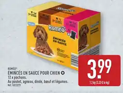 ALDI ROMÉO Émincés en sauce pour chien offre