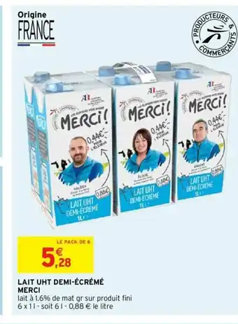 Intermarché Hyper Lait UHT Demi-écrémé offre