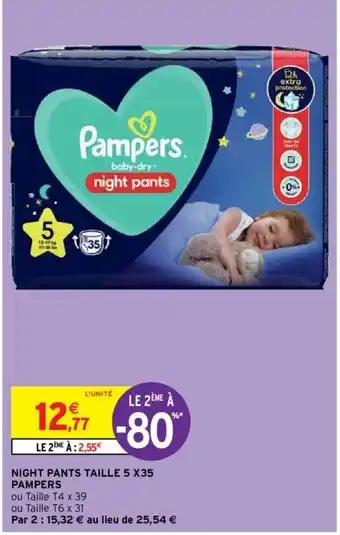 Intermarché Hyper Night Pants Taille 5 x35 Pampers offre