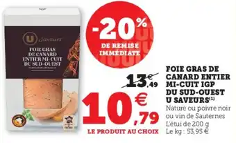 Super U Foie Gras de Canard Entier offre