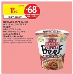 Intermarché Hyper NOUILLES JAPONAISES BOEUF AUX 5 ÉPICES NISSIN offre