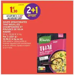 Intermarché Hyper SOUPE DÉSHYDRATÉE THAÏ NOUILLES CHAMPIGNONS ET POUSSES DE SOJA KNORR offre