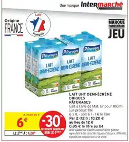 Intermarché Hyper Lait UHT Demi-Écrémé Briques Pâturages offre