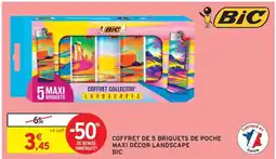 Intermarché Hyper Coffret de 5 briquets de poche Maxi Décor Landscape BIC offre