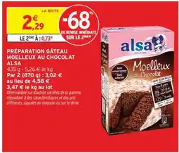 Intermarché Hyper PRÉPARATION GÂTEAU MOELLEUX AU CHOCOLAT ALSA offre