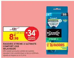 Intermarché Hyper Rasoirs Xtreme 3 Ultimate Comfort 2x8 Wilkinson offre