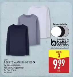 ALDI T-SHIRTS MANCHES LONGUES offre