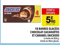 Supeco Snickers 18 barres glacées chocolat cacahuètes et caramel offre