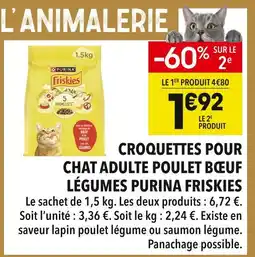 Supeco Purina Friskies Croquettes pour chat adulte poulet bœuf légumes offre