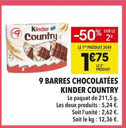 Supeco KINDER COUNTRY 9 barres chocolatées offre