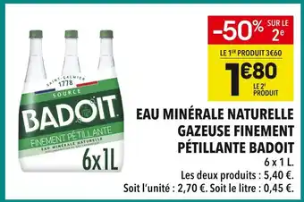 Supeco BADOIT Eau minérale naturelle gazeuse finement pétillante offre