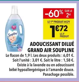 Supeco Soupline Adoucissant dilué Grand Air offre