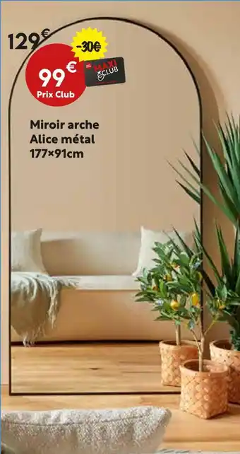 Maxi Bazar Miroir arche alice métal offre