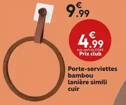 Maxi Bazar Porte-serviettes bambou lanière simili cuir offre