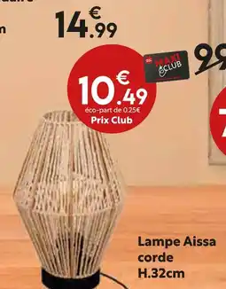Maxi Bazar Lampe Aissa corde H.32cm offre