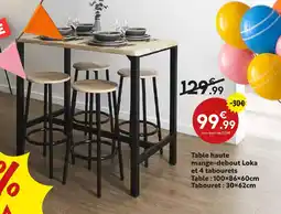 Maxi Bazar Table haute mange-debout Loka et 4 tabourets offre