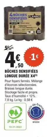 E.Leclerc Brico Flamino - buches densifiées longue durée x4 offre
