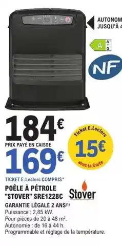 E.Leclerc Brico E.leclerc - poêle à pétrole stover sre1228c offre