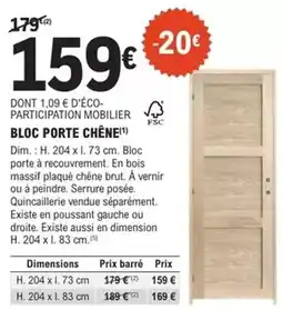 E.Leclerc Brico Dim - bloc porte chêne offre