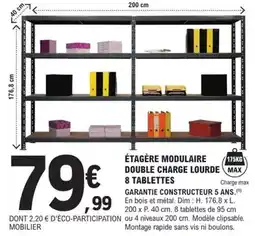 E.Leclerc Brico Dim - étagère modulaire double charge lourde max 8 tablettes offre