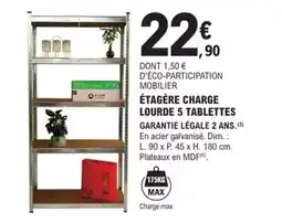 E.Leclerc Brico Dim - étagère charge lourde 5 tablettes offre