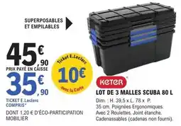 E.Leclerc Brico Dim - lot de 3 malles scuba 80 l offre