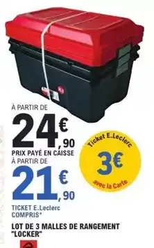 E.Leclerc Brico E.leclerc - lot de 3 malles de rangement offre