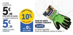 E.Leclerc Brico E.leclerc - paire de gants travaux courants offre