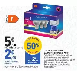 E.Leclerc Brico Allvision - lot de 3 spots led garantie légale 2 ans offre