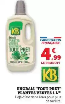 Hyper U Kb - engrais tout pret plantes vertes 1 l offre