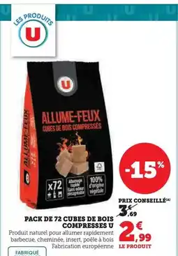 Hyper U U - pack de 72 cubes de bois compresses offre
