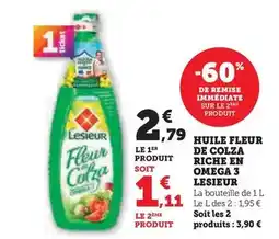 Hyper U Lesieur - huile fleur de colza riche en omega 3 offre