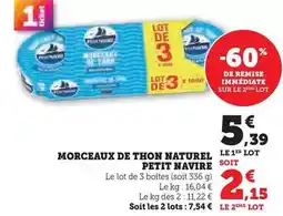Hyper U Petit navire - morceaux de thon naturel offre