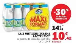Hyper U Lactel - lait uht demi-ecreme bio offre