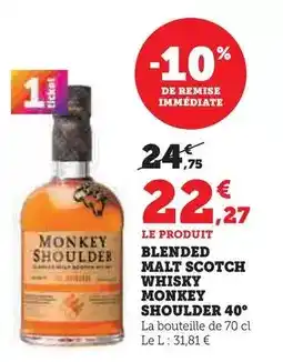 Hyper U Monkey shoulder - blended malt scotch whisky 40° offre