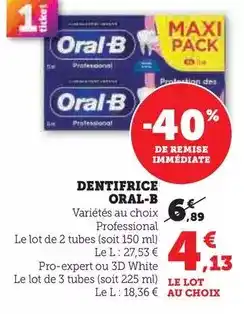 Hyper U Oral-b - dentifrice offre