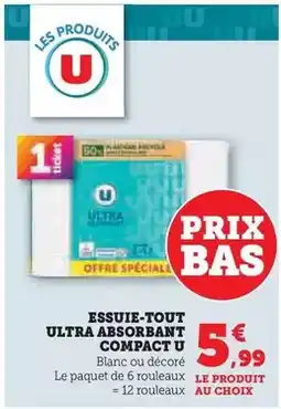 Hyper U U - essuie-tout ultra absorbant compact offre