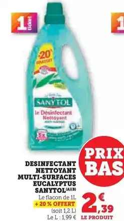 Hyper U Sanytol - desinfectant nettoyant multi-surfaces eucalyptus offre