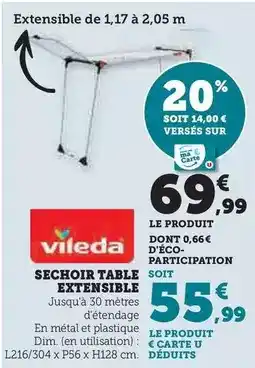 Hyper U Vileda - sechoir table extensible offre