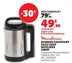 Hyper U Moulinex - blender chauffant daily soup 1000w offre
