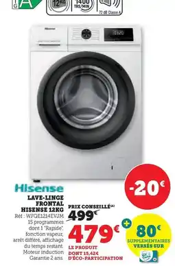 Hyper U Hisense - lave-linge frontal 12kg offre