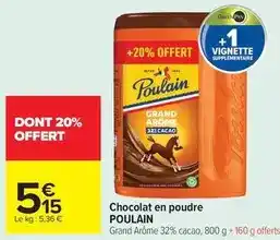 Carrefour Market Poulain - chocolat en poudre offre