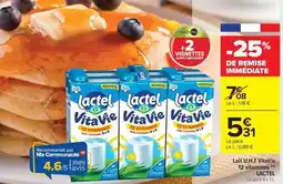 Carrefour Market Lactel - lait u.h.t. vivavie, 12 vitamines offre