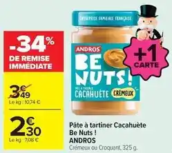 Carrefour Market Andros - pâte à tartiner cacahuète offre