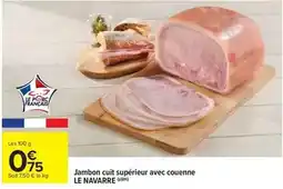 Carrefour Market Jambon cuit supérieur avec couenne offre