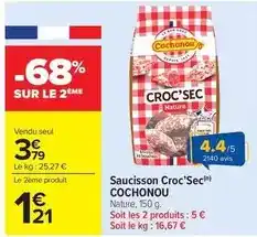 Carrefour Market Saucisson croc'sec offre
