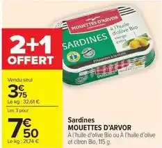 Carrefour Market Mouettes d'arvor - sardines offre