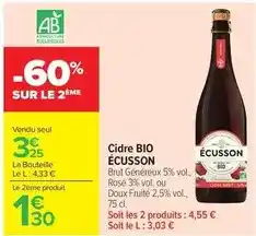 Carrefour Market Écusson - cidre bio offre