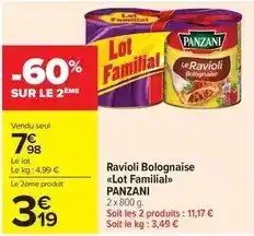 Carrefour Market Panzani - ravioli bolognaise lot familial offre
