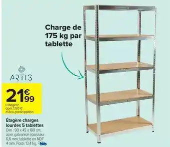 Carrefour Market Artis - étagère charges lourdes 5 tablettes offre